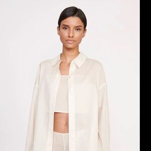 BNWT STAUD Loveina SheerTank Top in Ivory Size Large